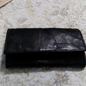 Black leather wallet Vintage late 80s early 90s patchwork leather design